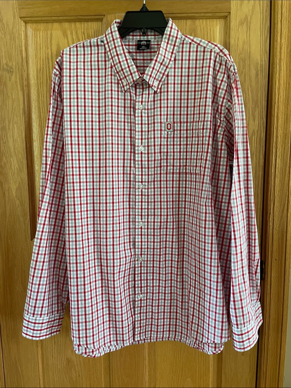 Men’s Ohio State Red & White Plaid Button-Down Shirt - Size XXL